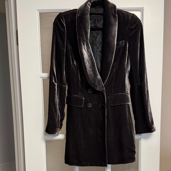 BCBGMaxAzria Jackets & Blazers - BCBGMaxAzria dark grey Velvet Blazer